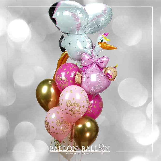 Bouquet de ballons cigogne fille