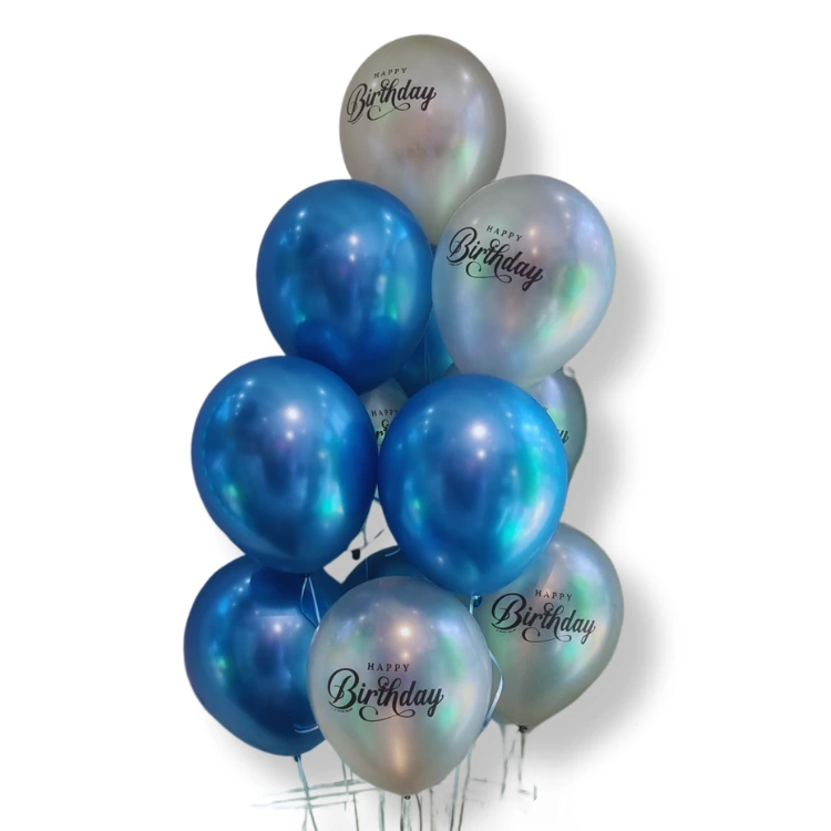 Bouquet anniversaire argenté et bleu