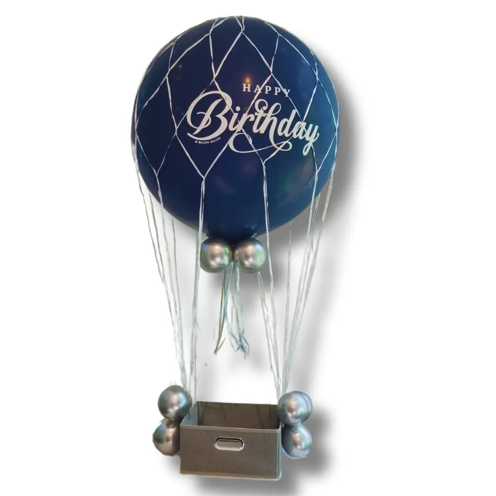 Montglfière anniversaire argenté bleu